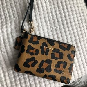 Coach cheetah print wristlet